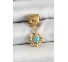 316L Çelik Sallantılı Ay Ve Güneş Model Gold Renk Nomination Charm - TJ-BC1435