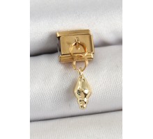 316L Çelik Sallantılı Deniz Kabuğu Model Gold Renk Nomination Charm - TJ-BC1437