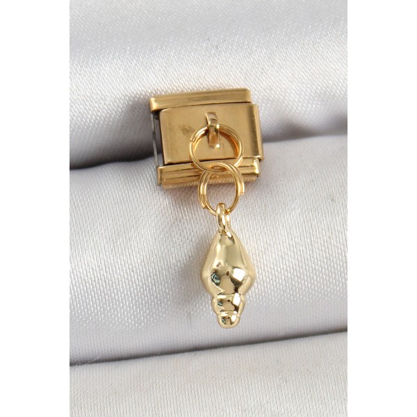 316L Çelik Sallantılı Deniz Kabuğu Model Gold Renk Nomination Charm - TJ-BC1437