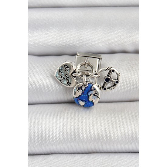 316L Çelik Gümüş Renk Travel Model Nomination Charm - TJ-BC1501