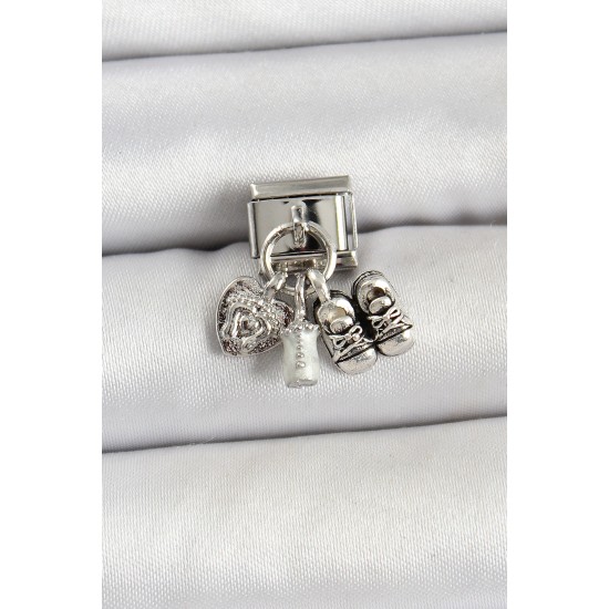 316L Çelik Gümüş Renk Yenidoğan Konsept Nomination Charm - TJ-BC1493