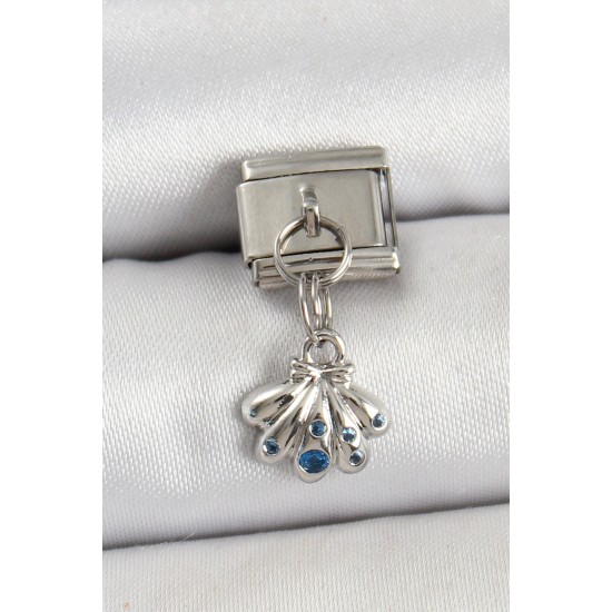 316L Çelik Sallantılı Fiyonklu Buket Model Gümüş Renk Nomination Charm - TJ-BC1444