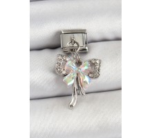 316L Çelik Sallantılı Zirkon Taşlı Fiyonk Model Gümüş Renk Nomination Charm - TJ-BC1446