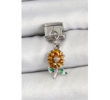 316L Çelik Sallantılı Ayçiçeği Model Gümüş Renk Nomination Charm - TJ-BC1448