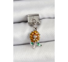 316L Çelik Sallantılı Ayçiçeği Model Gümüş Renk Nomination Charm - TJ-BC1448