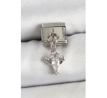 316L Çelik Sallantılı Zirkon Taşlı Yengeç Model Gümüş Renk Nomination Charm - TJ-BC1449