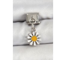 316L Çelik Gümüş Renk Papatya Model Nomination Charm - TJ-BC1486