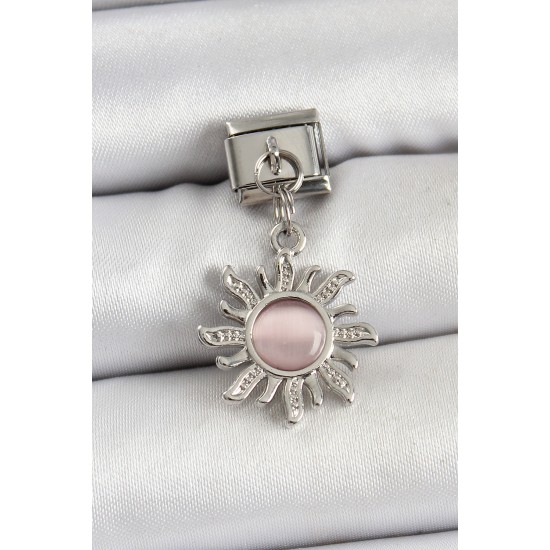 316L Çelik Sallantılı Zirkon Taşlı Güneş Model Gümüş Renk Nomination Charm - TJ-BC1450