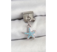316L Çelik Sallantılı Zirkon Taşlı Deniz Yıldızı Model Gümüş Renk Nomination Charm - TJ-BC1451