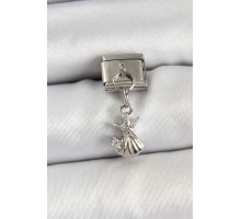 316L Çelik Sallantılı Zirkon Taşlı Deniz Yıldızı Ve İstiridye Model Gümüş Renk Nomination Charm - TJ-BC1454