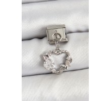 316L Çelik Sallantılı Zirkon Taşlı Kalp Model Gümüş Renk Nomination Charm - TJ-BC1455