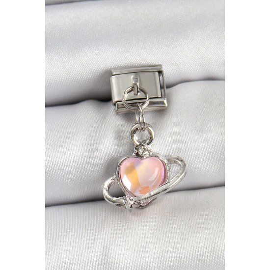 316L Çelik Sallantılı Kalp Model Gümüş Renk Nomination Charm - TJ-BC1457