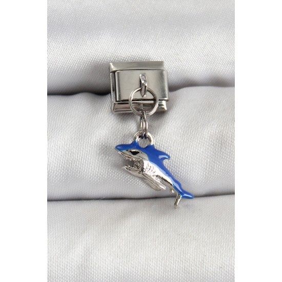 316L Çelik Sallantılı Köpekbalığı Model Gümüş Renk Nomination Charm - TJ-BC1463