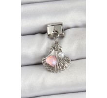 316L Çelik Sallantılı İnci Detaylı İstiridye Model Gümüş Renk Nomination Charm - TJ-BC1464