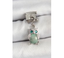 316L Çelik Sallantılı Zirkon Taşlı Baykuş Model Gümüş Renk Nomination Charm - TJ-BC1465