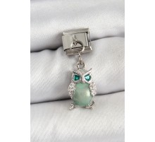 316L Çelik Sallantılı Zirkon Taşlı Baykuş Model Gümüş Renk Nomination Charm - TJ-BC1465