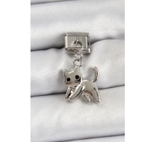 316L Çelik Sallantılı Kedi Model Gümüş Renk Nomination Charm - TJ-BC1467