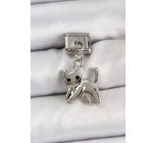 316L Çelik Sallantılı Kedi Model Gümüş Renk Nomination Charm - TJ-BC1467