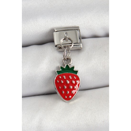 316L Çelik Sallantılı Çilek Model Gümüş Renk Nomination Charm - TJ-BC1469