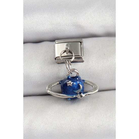 316L Çelik Sallantılı Satürn Model Gümüş Renk Nomination Charm - TJ-BC1470