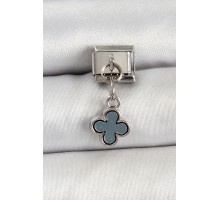 316L Çelik Sallantılı Füme Sedef Yonca Model Gümüş Renk Nomination Charm - TJ-BC1473