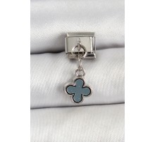 316L Çelik Sallantılı Füme Sedef Yonca Model Gümüş Renk Nomination Charm - TJ-BC1473