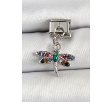 316L Çelik Sallantılı Renkli Zirkon Taşlı Yusufcuk Model Gümüş Renk Nomination Charm - TJ-BC1475