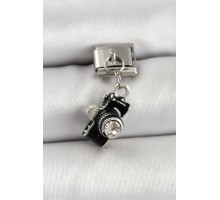 316L Çelik Sallantılı Zirkon Taşlı Fotoğraf Makinesi Model Gümüş Renk Nomination Charm - TJ-BC1477