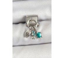 316L Çelik Sallantılı Zirkon Taşlı Deniz Temalı Çoklu Model Gümüş Renk Nomination Charm - TJ-BC1479