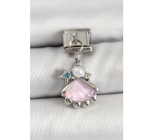 316L Çelik Sallantılı İnci Detaylı Zirkon Taşlı İstiridye Model Gümüş Renk Nomination Charm - TJ-BC1480