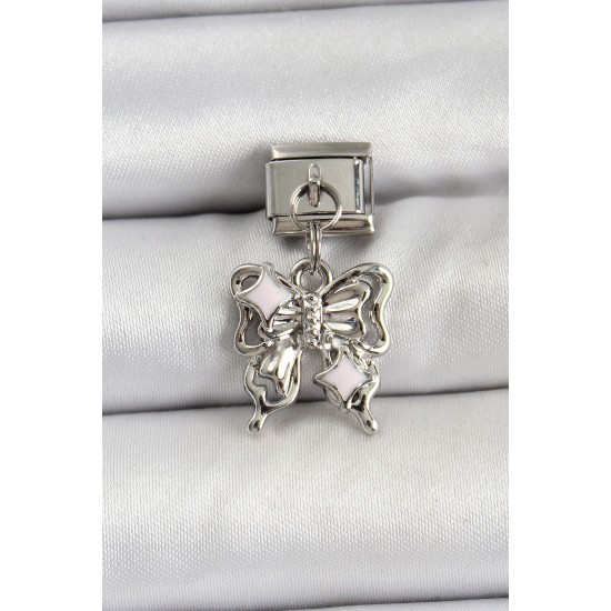 316L Çelik Sallantılı Fiyonk Model Gümüş Renk Nomination Charm - TJ-BC1481