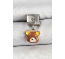 316L Çelik Sallantılı Kahverengi Ayıcık Model Gümüş Renk Nomination Charm - TJ-BC1485