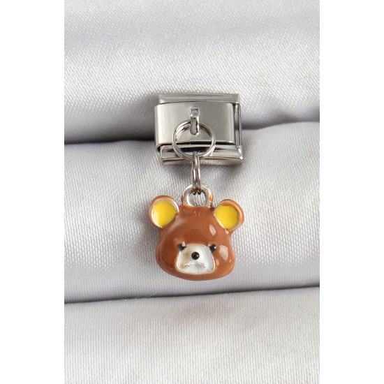 316L Çelik Sallantılı Kahverengi Ayıcık Model Gümüş Renk Nomination Charm - TJ-BC1485