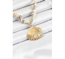 316L Çelik Gold Renk Deniz Kabuğu Modelli Kadın Kolye - TJ-BKO10295