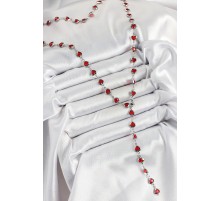 Pirinç Gümüş Renk Kırmızı Zirkon Taşlı Kalpli Y Kadın Kolye - TJ-BKO10296