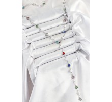 Pirinç Gümüş Renk İncili Zirkon Taşlı Kalpli Y Kadın Kolye - TJ-BKO10298