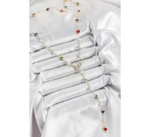 Pirinç Gold Renk İncili Zirkon Taşlı Kalpli Y Kadın Kolye - TJ-BKO10299