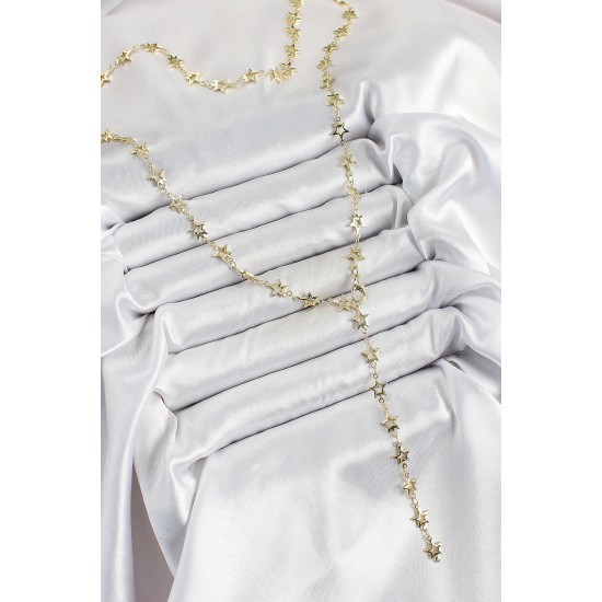 Pirinç Gold Renk Yıldızlı Kadın Y Kolye - TJ-BKO10301