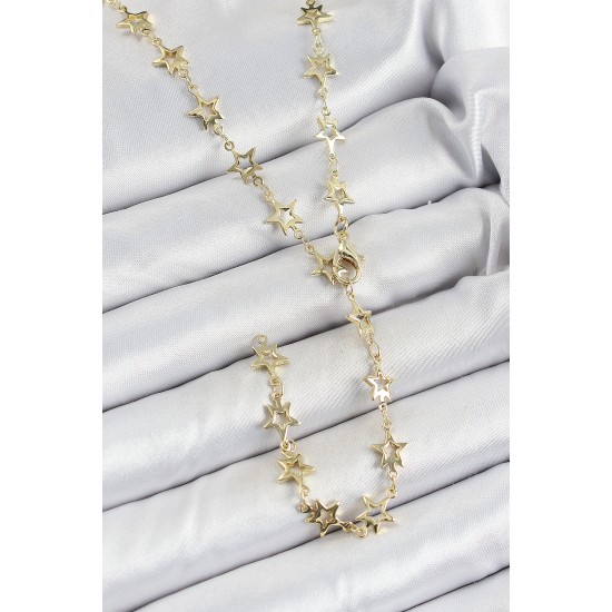 Pirinç Gold Renk Yıldızlı Kadın Y Kolye - TJ-BKO10301