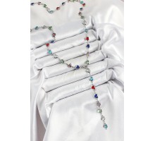 Pirinç Gümüş Renk Karışık Renk Zirkon Taşlı Kalpli Y Kadın Kolye - TJ-BKO10302