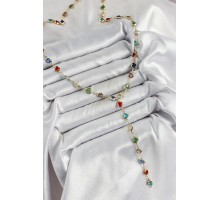 Pirinç Gold Renk Karışık Renk Zirkon Taşlı Kalpli Y Kadın Kolye - TJ-BKO10303