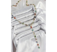 Pirinç Gold Renk Karışık Renk Zirkon Taşlı Kalpli Y Kadın Kolye - TJ-BKO10303