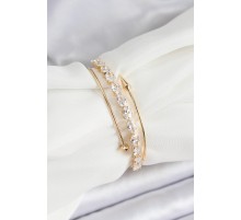 Pirinç Gold Renk Arpa Zirkon Taşlı Kadın Bileklik - TJ-BB7060