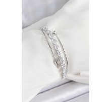 Pirinç Gümüş Renk Arpa Zirkon Taşlı Kadın Bileklik - TJ-BB7064