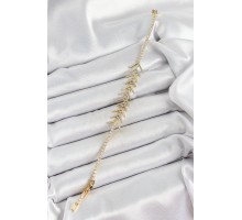 Pirinç Gold Renk Zirkon Taşlı Balık Sırtı Kadın Bileklik - TJ-BB7068