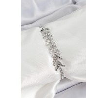 Pirinç Gümüş Renk Zirkon Taşlı Balık Sırtı Kadın Bileklik - TJ-BB7069