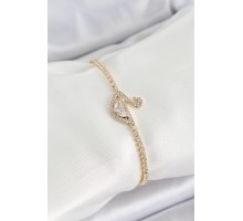 Pirinç Gold Renk Zirkon Taşlı Kuğu Model Kadın Bileklik - TJ-BB7072