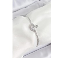 Pirinç Gümüş Renk Zirkon Taşlı Kuğu Model Kadın Bileklik - TJ-BB7073