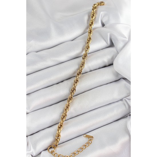 316L Çelik Gold Renk Burgu Model Kadın Bileklik - TJ-BB7074