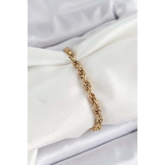 316L Çelik Gold Renk Burgu Model Kadın Bileklik - TJ-BB7074